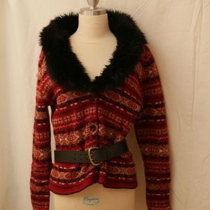 faux fur trimmed sweater